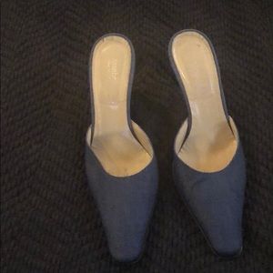 Denim/Chambray heeled mules